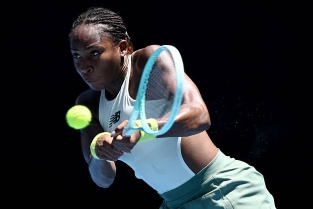 TENNIS AUSTRALIAN OPEN, Coco Gauff of USA returns during her round 1 match against Sofia Kenin of USA during the 2025 Australian Open at Melbourne Park in Melbourne, Monday, January 13, 2025. ( NO ARCHIVING, EDITORIAL USE ONLY, NO USE IN BOOKS WITHOUT CONSENT MELBOURNE VICTORIA AUSTRALIA  Copyright: xJOELxCARRETTx 20250113194423257727