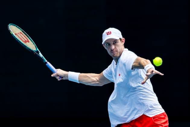 MELBOURNE, VIC - JANUARY 13: Nicolas Jarry of Chile in action during Round 1 of the 2025 Australian Open on January 13 2025, at Melbourne Park in Melbourne, Australia. (Photo by Jason Heidrich Icon Sportswire) TENNIS: JAN 13 Australian Open EDITORIAL USE ONLY Icon250113149