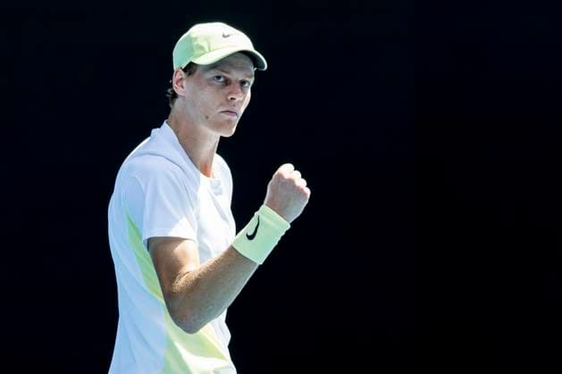 MELBOURNE, VIC - JANUARY 13: Jannik Sinner of Italy celebratesi during Round 1 of the 2025 Australian Open on January 13 2025, at Melbourne Park in Melbourne, Australia. (Photo by Jason Heidrich Icon Sportswire) TENNIS: JAN 13 Australian Open EDITORIAL USE ONLY Icon250113161