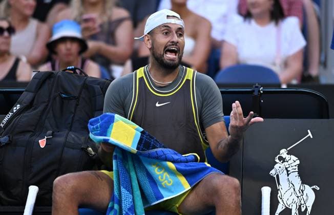 Sport Themen der Woche KW03 Sport Bilder des Tages TENNIS AUSTRALIAN OPEN, Nick Kyrgios of Australia reacts between games during his round 1 match against Jacob Fearnley of Great Britain during the 2025 Australian Open at Melbourne Park in Melbourne, Monday, January 13, 2025. ( NO ARCHIVING, EDITORIAL USE ONLY, NO USE IN BOOKS WITHOUT CONSENT MELBOURNE VICTORIA AUSTRALIA  Copyright: xJAMESxROSSx 20250113188087476733