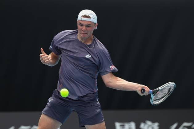 Dominic Stricker (SUI), Australian Open 2024, Melbourne Park, Melbourne, Victoria, Australia. Copyright: xJuergenxHasenkopfx
