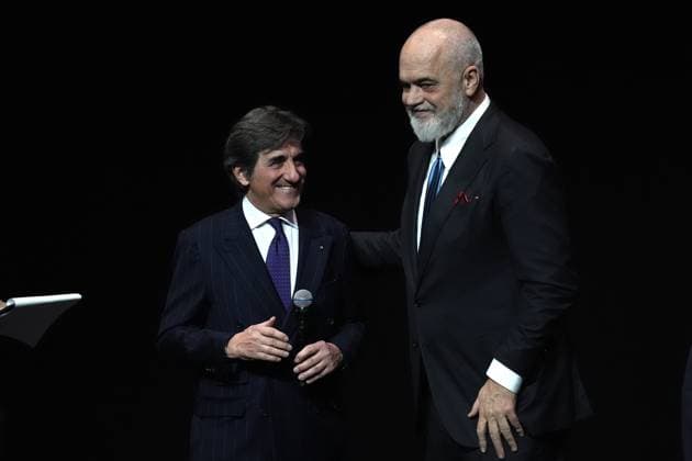 Urbano Cairo , Edi Rama Prime Minister of Albania during the Giro d& x2019;Italia and Giro d& x2019;Italia Women 2025 Presentation - Auditorium Parco della Musica Ennio Morricone in Rome, Italy - Monday , January 13, 2025. - Cycling  Copyright: xMassimoxPaolone LaPressex