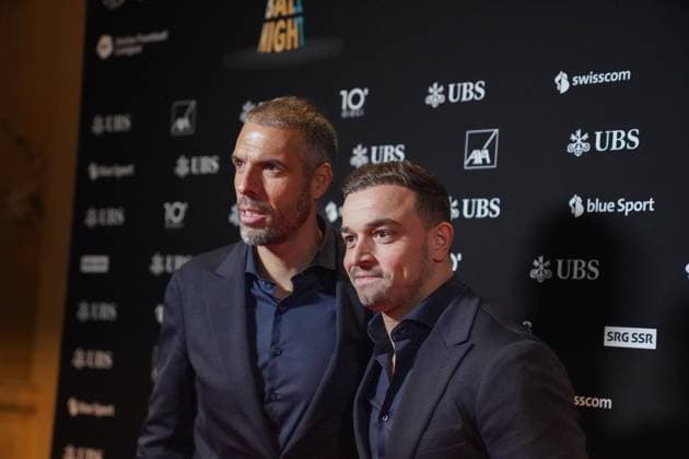 13.01.2025; Bern, Schweiz - 4. Swiss Football Night 2025: Fabio Celestini, Cheftrainer des FC Basel und Xherdan Shaqiri (FC Basel) - Die Preisverleihung im Casino Bern, organisiert vom SFV und der SFL, ehrt die besten Schweizer Fußballer in sieben Kategorien. Fachjurys nominierten, Fans stimmten bis 3. Dezember ab. Bern Schweiz Copyright: xJOERANxSTEINSIEKx