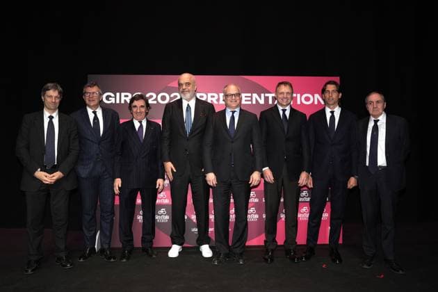 Paolo Bellino , Urbano Cairo , Edi Rama , Roberto Gualtieri , Francesco Lollobrigida , Alessandro Onorato, Mauro Vegni during the Giro d& x2019;Italia and Giro d& x2019;Italia Women 2025 Presentation - Auditorium Parco della Musica Ennio Morricone in Rome, Italy - Monday , January 13, 2025. - Cycling  Copyright: xMassimoxPaolone LaPressex