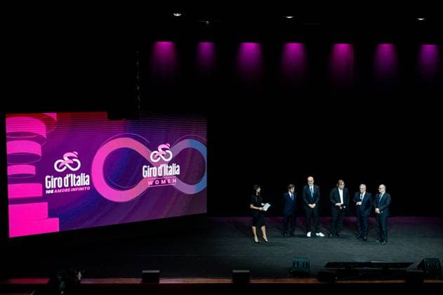 Presentation Of 108 Giro Italia Underway In Rome A moment of the event during the Giro d Italia and Giro d Italia Women 2025 Presentation takes place at the Auditorium Parco della Musica Ennio Morricone in Rome, Italy, on January 13, 2025. Rome Italy  Copyright: xMassimoxValicchiax originalFilename:valicchia-notitle250113_np44g.jpg