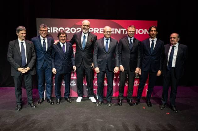 Presentation Of 108 Giro Italia Underway In Rome From left to right, Matteo Zoppas, Paolo Bellino, Urbano Cairo, Edi Rama, Roberto Gualtieri, Francesco Lollobrigida, Alessandro Onorato, and Mauro Vegni are present during the Giro d Italia and Giro d Italia Women 2025 Presentation at Auditorium Parco della Musica Ennio Morricone in Rome, Italy, on January 13, 2025. Rome Italy  Copyright: xMassimoxValicchiax originalFilename:valicchia-notitle250113_np7yS.jpg