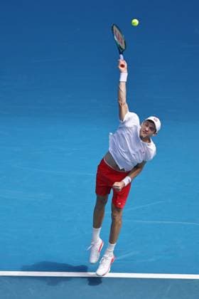 Nicolas Jarry, CHI, during first round of 2025 Australian Open in Melbourne, 13 01 2025; - 