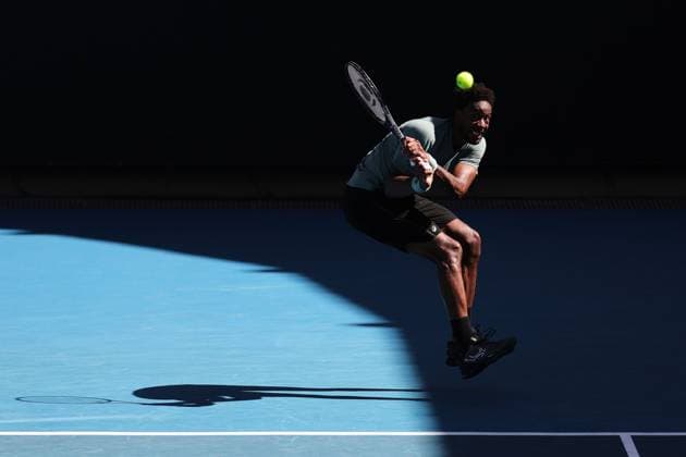 Gael Monfils of France hits a backhand Australian Open, Day Three, Tennis, Melbourne Park, Melbourne, Australia - 14 Jan 2025  Copyright: xRachelxBach Shutterstockx 15098467ax