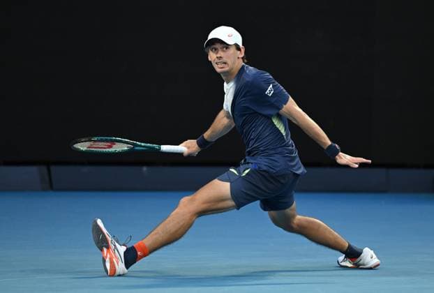 TENNIS AUSTRALIAN OPEN, Alex De Minaur of Australia during his round 1 match against Botic Van de Zandschulp of the Netherlands during the 2025 Australian Open at Melbourne Park in Melbourne, Monday, January 13, 2025. ( NO ARCHIVING, EDITORIAL USE ONLY, NO USE IN BOOKS WITHOUT CONSENT MELBOURNE VICTORIA AUSTRALIA  Copyright: xJAMESxROSSx 20250114195812360584