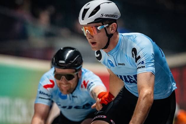 ABMA Elmar, EEFTING Roy: Sixdays Bremen 2025 Team 2 - VILSA - ABMA Elmar ( NED ) - Black - EEFTING Roy ( NED ) - Red Querformat - quer - horizontal - Landscape - Event Veranstaltung: Sixdays Bremen 2025 - Category Kategorie: Cycling - Track cycling, Rad, Radsport, Bahnrad, Bahn Sixdays - Elite Men - Location Ort: Europe Germany - Bremen - ÖVB Arena - Discipline: Madison - Distance: ... m - Date Datum: 13.01.2025 Monday Day 4 -