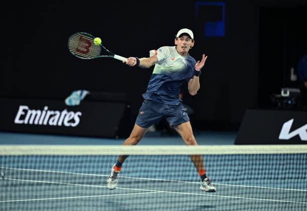 TENNIS AUSTRALIAN OPEN, Alex De Minaur of Australia during his round 1 match against Botic Van de Zandschulp of the Netherlands during the 2025 Australian Open at Melbourne Park in Melbourne, Monday, January 13, 2025. ( NO ARCHIVING, EDITORIAL USE ONLY, NO USE IN BOOKS WITHOUT CONSENT MELBOURNE VICTORIA AUSTRALIA  Copyright: xJAMESxROSSx 20250114189591507197