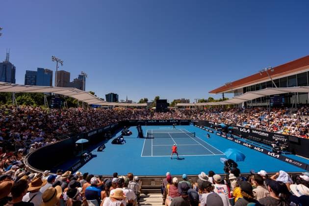 2025-01-14 2025 Australian Open - Day 3 MELBOURNE, AUSTRALIA - JANUARY 14: A general overview with Hubert Hurkacz of Poland and Tallon Griekspoor of the Netherlands during Day 3 of the Australian Open at Melbourne Park on January 14, 2025 in Melbourne, Australia. (Photo by Andy Cheung BSR Agency) Melbourne Australia Content not available for redistribution in The Netherlands directly or indirectly through any third parties. Copyright: xBSRxAgencyx
