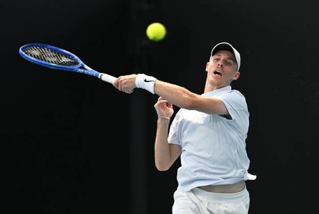 TENNIS AUSTRALIAN OPEN, Denis Shapovalov of Canada returns during his round 1 match against Roberto Bautista Agut of Spain during the 2025 Australian Open at Melbourne Park in Melbourne, Tuesday, January 14, 2025. ( NO ARCHIVING, EDITORIAL USE ONLY, NO USE IN BOOKS WITHOUT CONSENT MELBOURNE VICTORIA AUSTRALIA  Copyright: xLUKASxCOCHx 20250114128972227140