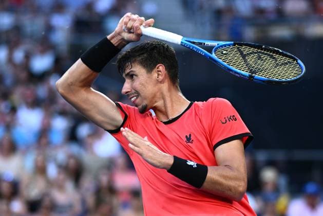 TENNIS AUSTRALIAN OPEN, Alexei Popyrin of Australia during his round 1 match against Corentin Moutet of France during the 2025 Australian Open at Melbourne Park in Melbourne, Tuesday, January 14, 2025. ( NO ARCHIVING, EDITORIAL USE ONLY, NO USE IN BOOKS WITHOUT CONSENT MELBOURNE VICTORIA AUSTRALIA  Copyright: xJOELxCARRETTx 20250114184502386123