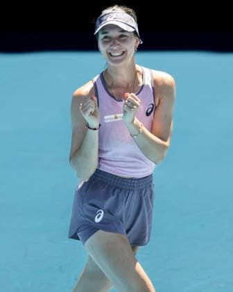 Eva Lys jubelt nach dem Sieg, Jubel, Freude, Emotion, Australian Open 2024, Melbourne Park, Melbourne, Victoria, Australia. Copyright: xJuergenxHasenkopfx