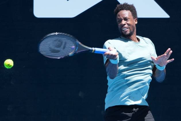 January 14, 2025: GAEL MONFILS of France in action against 30th seed G.Mpetshi Perricard of France on Court 3 in a Men s Singles 1st round match on day 3 of the 2025 Australian Open in Melbourne, Australia. Monfils won 3 sets to 2. Melbourne Australia - ZUMAc04_ 20250114_faf_c04_027 Copyright: xSydneyxLowx