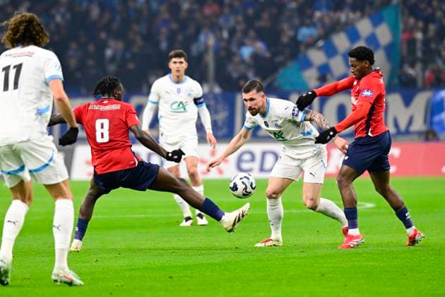 FOOTBALL : Olympique de Marseille VS LOSC - Coupe de France- 14 01 2024 L Olympique de Marseille recoit le LOSC Ã l Orange VÃ lodrome dans le cadre des 16es de finale de la Coupe de France. Pierre-Emile Hojbjerg (OM) MarseilleFrance  Copyright: xWilliamxCannarellax
