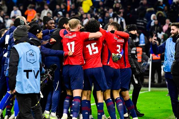 FOOTBALL : Olympique de Marseille VS LOSC - Coupe de France- 14 01 2024 L Olympique de Marseille recoit le LOSC Ã l Orange VÃ lodrome dans le cadre des 16es de finale de la Coupe de France. Joie victoire LOSC MarseilleFrance  Copyright: xWilliamxCannarellax