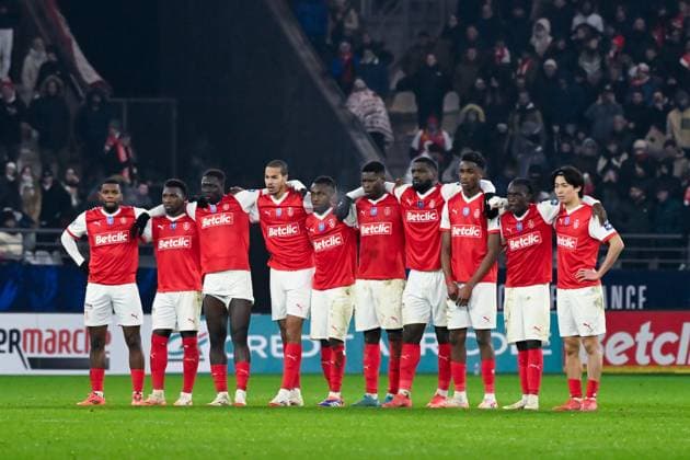 Fußball, Coupe de France, Stade Reims - AS Monaco FOOTBALL : Reims vs Monaco - Coupe de France - 14 01 2025 Reims players during the French Cup match between Stade de Reims and AS Monaco at Stade Auguste Delaune on January 14, 2025 in Reims, France. ( Photo by Dante Badano PsnewZ ) - ReimsFrance  Copyright: xDantexBadanox