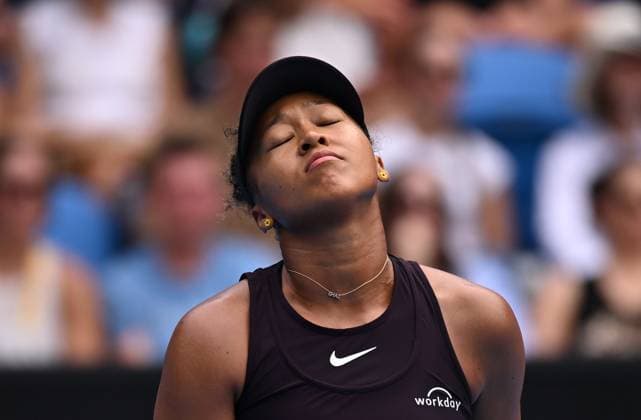 TENNIS AUSTRALIAN OPEN, Naomi Osaka of Japan reacts during her round 2 match against Karolina Muchova of the Czech Republic during the 2025 Australian Open at Melbourne Park in Melbourne, Wednesday, January 15, 2025. ( NO ARCHIVING, EDITORIAL USE ONLY, NO USE IN BOOKS WITHOUT CONSENT MELBOURNE VICTORIA AUSTRALIA  Copyright: xJAMESxROSSx 20250115122143674645
