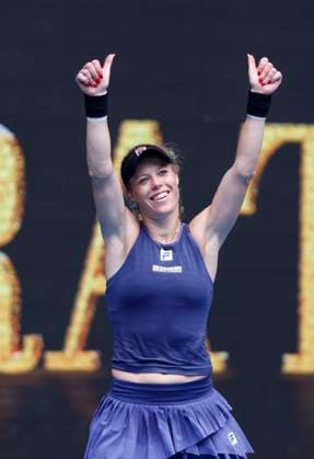 (250115) -- MELBOURNE, Jan. 15, 2025 -- Laura Siegemund celebrates after winning the women s singles 2nd round match between Zheng Qinwen of China and Laura Siegemund of Germany at Australian Open tennis tournament in Melbourne, Australia, Jan. 15, 2025. ) (SP)AUSTRALIA-MELBOURNE-TENNIS-AUSTRALIAN OPEN-DAY 4 MaxPing 