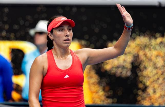 (250115) -- MELBOURNE, Jan. 15, 2025 -- Jessica Pegula celebrates after winning the women s singles 2nd round match between Jessica Pegula of the United States and Elise Mertens of Belgium of Spain at Australian Open tennis tournament in Melbourne, Australia, Jan. 15, 2025. (Photo by Xinhua) (SP)AUSTRALIA-MELBOURNE-TENNIS-AUSTRALIAN OPEN-DAY 4 HuxJingchen 
