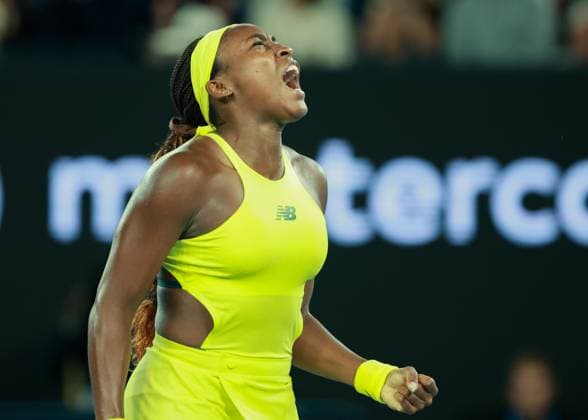 Coco Gauff macht die Faust und jubelt,Jubel, Freude,Emotion, Australian Open 2024, Melbourne Park, Melbourne, Victoria, Australia. Copyright: xJuergenxHasenkopfx