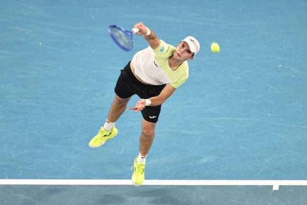 Jaime Faria, POR, during second round of 2025 Australian Open in Melbourne, 15 01 2025; -
