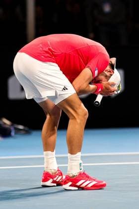 Jacob Fearnley of Great Britain celebrates his win Australian Open, Day Four, Tennis, Melbourne Park, Melbourne, Australia - 15 Jan 2025  Copyright: xRachelxBach Shutterstockx 15101599kp