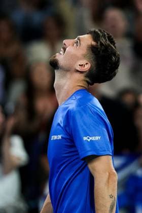 Thanasi Kokkinakis of Australia celebrates Australian Open, Day Four, Tennis, Melbourne Park, Melbourne, Australia - 15 Jan 2025  Copyright: xRachelxBach Shutterstockx 15101599mg