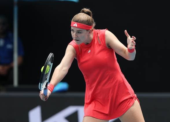 Karolina Muchova, Australian Open 2024, Melbourne Park, Melbourne, Victoria, Australia. Copyright: xJuergenxHasenkopfx