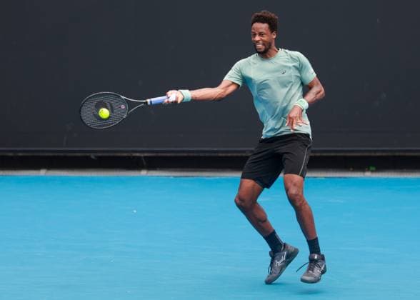 Gael Monfils, Australian Open 2024, Melbourne Park, Melbourne, Victoria, Australia. Copyright: xJuergenxHasenkopfx