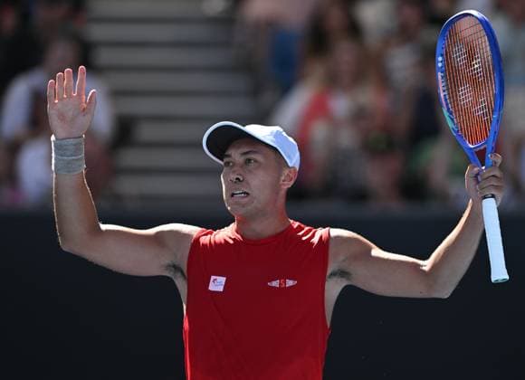 TENNIS AUSTRALIAN OPEN, James McCabe of Australia reacts during his round 2 match against Alex Michelsen of USA during the 2025 Australian Open at Melbourne Park in Melbourne, Thursday, January 16, 2025. ( NO ARCHIVING, EDITORIAL USE ONLY, NO USE IN BOOKS WITHOUT CONSENT MELBOURNE VICTORIA AUSTRALIA  Copyright: xLUKASxCOCHx 20250116183096637966