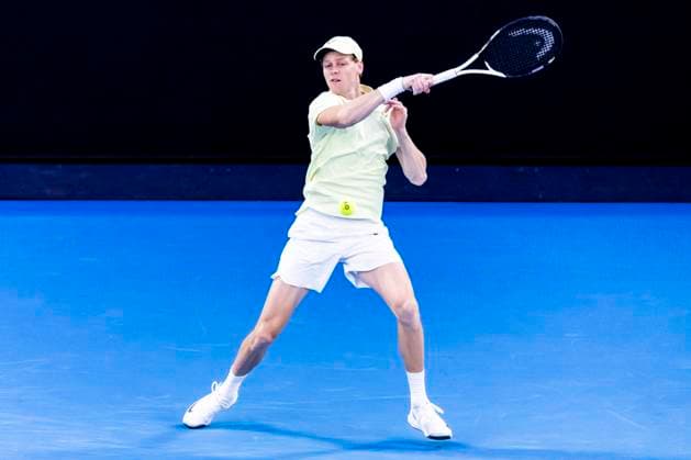 MELBOURNE, VIC - JANUARY 16: Jannik Sinner of Italy in action during Round 2 of the 2025 Australian Open on January 16 2025, at Melbourne Park in Melbourne, Australia. (Photo by Jason Heidrich Icon Sportswire) TENNIS: JAN 16 Australian Open EDITORIAL USE ONLY Icon250116213