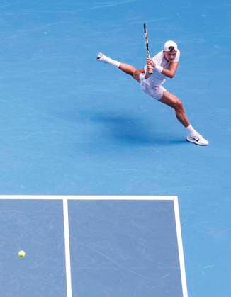 (250116) -- MELBOURNE, Jan. 16, 2025 -- Holger Rune of Denmark hits a return to Matteo Berrettini of Italy during the men s singles 2nd round match at Australian Open tennis tournament in Melbourne, Australia, Jan. 16, 2025. ) (SP)AUSTRALIA-MELBOURNE-TENNIS-AUSTRALIAN OPEN-DAY 5 MaxPing 