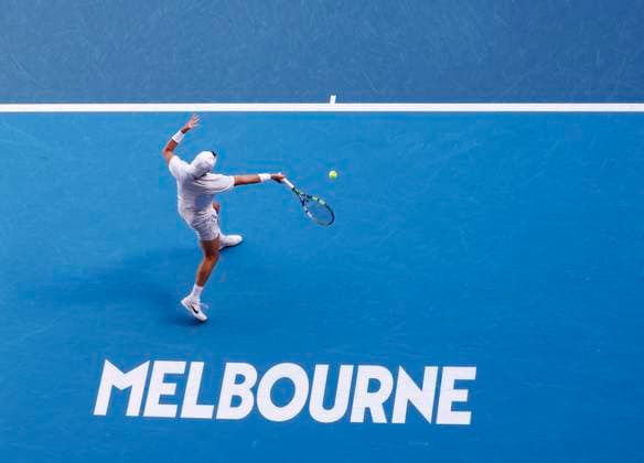 (250116) -- MELBOURNE, Jan. 16, 2025 -- Holger Rune of Denmark hits a return to Matteo Berrettini of Italy during the men s singles 2nd round match at Australian Open tennis tournament in Melbourne, Australia, Jan. 16, 2025. ) (SP)AUSTRALIA-MELBOURNE-TENNIS-AUSTRALIAN OPEN-DAY 5 MaxPing 
