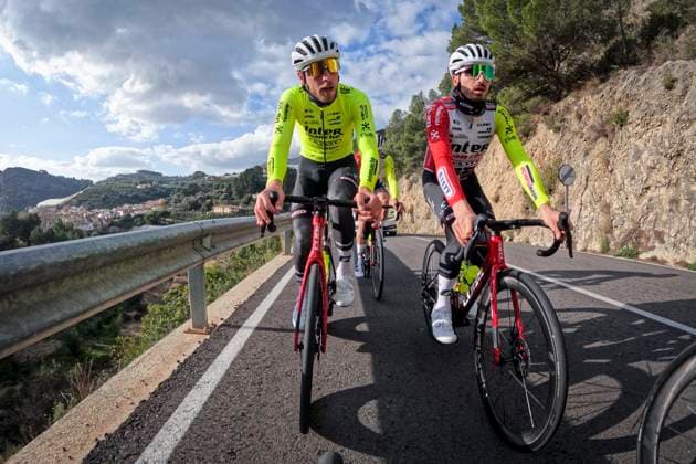 Intermarche Wanty Cycling Team Winter Training Camp {year} L ALFAS DEL PI, SPAIN - JANUARY 16 : Rutsch Jonas (GER) of Intermarche - Wanty, Rota Lorenzo (ITA) of Intermarche - Wanty pictured during a training session at the Intermarche Wanty UCI World Team winter stage camp as part of the preparation for the new 2025 season on January 16, 2025 in L Alfas del Pi, Spain, 16 01 2025 L Alfas del Pi Spain  Copyright: xVincentxKalutx