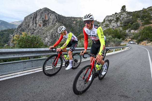Intermarche Wanty Cycling Team Winter Training Camp {year} L ALFAS DEL PI, SPAIN - JANUARY 16 : Van Boven Luca (BEL) of Intermarche - Wanty, Page Hugo (FRA) of Intermarche - Wanty pictured during a training session at the Intermarche Wanty UCI World Team winter stage camp as part of the preparation for the new 2025 season on January 16, 2025 in L Alfas del Pi, Spain, 16 01 2025 L Alfas del Pi Spain  Copyright: xVincentxKalutx