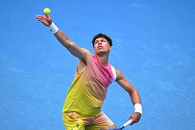 Australian Open - Mens Singles - Round 2 Ben Shelton (USA) during his second match at the 2025 Australian Open at Melbourne Park in Melbourne, AUSTRALIA, on January 16, 2025. Photo by Corinne Dubreuil ABACAPRESS.COM Melbourne Australia  Copyright: xDubreuilxCorinne ABACAx