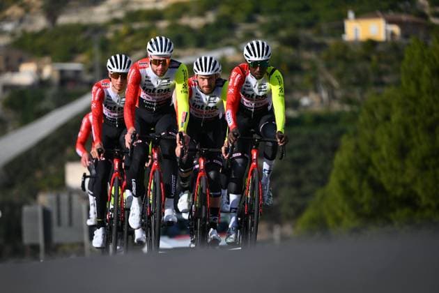 Intermarche Wanty Cycling Team Winter Training Camp {year} L ALFAS DEL PI, SPAIN - JANUARY 16 : Artz Huub (NED) of Intermarche - Wanty, Rex Laurenz (BEL) of Intermarche - Wanty, Petit Adrien (FRA) of Intermarche - Wanty, Girmay Biniam (ERI) of Intermarche - Wanty pictured during a training session at the Intermarche Wanty UCI World Team winter stage camp as part of the preparation for the new 2025 season on January 16, 2025 in L Alfas del Pi, Spain, 16 01 2025 L Alfas del Pi Spain  Copyright: xVincentxKalutx