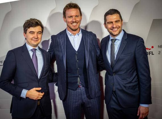 Sport Themen der Woche KW03 Sport Bilder des Tages 16.01.2025 xesx Frankfurt am Main, Palmengarten Neujahrsempfang der Deutschen Fußball-Liga (DFL) Bundestrainer Julian Nagelsmann, Steffen Merkel und Marc Lenz, Geschäftsführer der DFL GmbH *** 16 01 2025 xesx Frankfurt am Main, Palmengarten New Years reception of the German Football League DFL national coach Julian Nagelsmann, Steffen Merkel and Marc Lenz, Managing Director of DFL GmbH