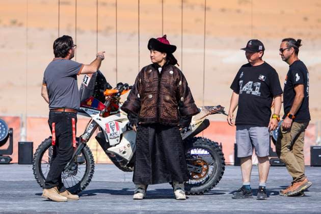 DAKAR 2025 - CEREMONY AND FINISH PODIUM 141 PUREVDORJ Murun (mng), KTM, Nomadas Adventure, FIM W2RC, Rally2, action during the Ceremony and Finish Podium of the Dakar 2025 on January 17, 2025 in Subaytah, Saudi Arabia - SubaytahSaudi Arabia  Copyright: xJULIENxDELFOSSEx