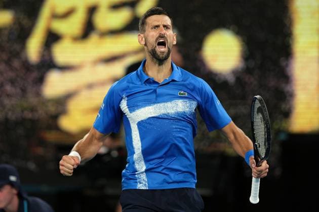 Novak Djokovic of Serbia celebrates winning the match Australian Open, Day Six, Tennis, Melbourne Park, Melbourne, Australia - 17 Jan 2025  Copyright: xRachelxBach Shutterstockx 15102642en