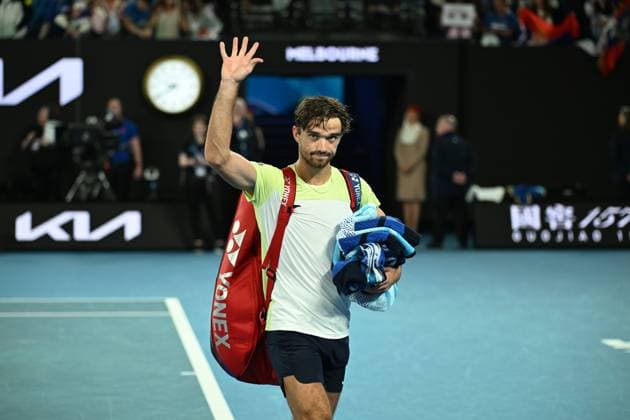 TENNIS AUSTRALIAN OPEN, Tomas Machac of Czechia following his round three loss to Novak Djokovic of Serbia during the 2025 Australian Open at Melbourne Park in Melbourne, Friday, January 17, 2025. ( NO ARCHIVING, EDITORIAL USE ONLY, NO USE IN BOOKS WITHOUT CONSENT MELBOURNE VICTORIA AUSTRALIA  Copyright: xJAMESxROSSx 20250117198725991230