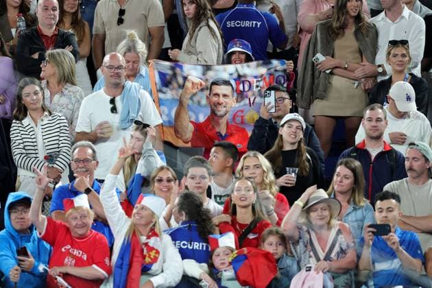 Novak Djokovic fans Australian Open, Day Six, Tennis, Melbourne Park, Melbourne, Australia - 17 Jan 2025  Copyright: xRachelxBach Shutterstockx 15102642fy