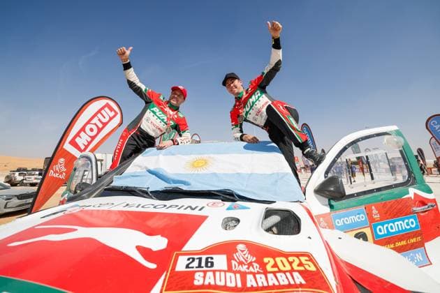 DAKAR 2025 - STAGE 12 216 YACOPINI Juan Cruz (arg), OLIVERAS Daniel (spa), Toyota, Overdrive Racing, FIA W2RC, Ultimate, portrait during the Stage 12 of the Dakar 2025 on January 17, 2025 around Subaytah, Saudi Arabia - SubaytahSaudi Arabia  Copyright: xFREDERICxLExFLOCxHx