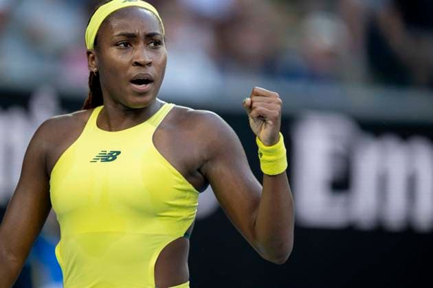 (250117) -- MELBOURNE, Jan. 17, 2025 -- Coco Gauff of the United States reacts while competing against Leylah Fernandez of Canada during the women s singles 3rd round match at Australian Open tennis tournament in Melbourne, Australia, Jan. 17, 2025. (Photo by Xinhua) (SP)AUSTRALIA-MELBOURNE-TENNIS-AUSTRALIAN OPEN-DAY 6 LuixSiuxWai 
