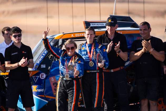 DAKAR 2025 - CEREMONY AND FINISH PODIUM 315 QUANDT Annett (ger), SEEL Annie (swe), X-Raid, X-Raid Team, Challenger T3, action during the Ceremony and Finish Podium of the Dakar 2025 on January 17, 2025 in Subaytah, Saudi Arabia - SubaytahSaudi Arabia  Copyright: xJULIENxDELFOSSEx