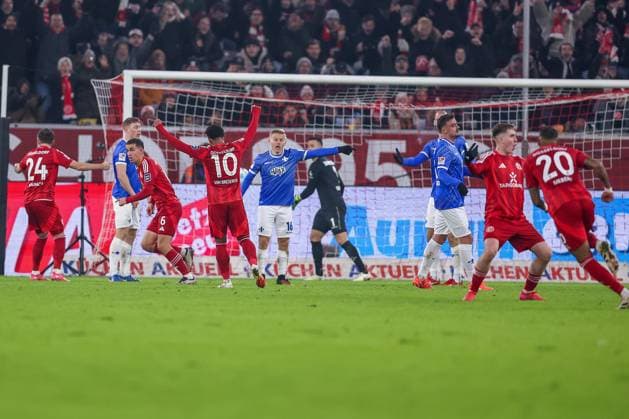 17.01.2025, Fußball, Fortuna Düsseldorf - SV Darmstadt 98, 2.. Fußball Bundesliga, 18. Spieltag, Merkur Spiel-Arena, Saison 2024 2025: Torjubel nach dem 2:0 durch Giovanni Haag (Fortuna Düsseldorf 6) DFB regulations prohibit any use of photographs as image sequences and or quasi-video. Nordrhein-Westfalen Deutschland