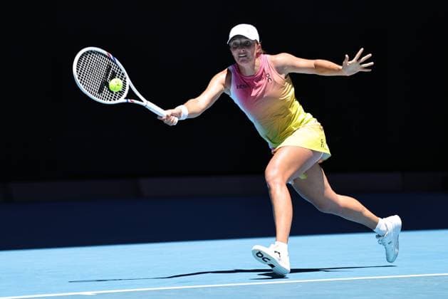 Iga Swiatek, POL, during third round of 2025 Australian Open in Melbourne, 18 01 2025; -